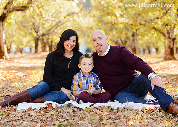 classic family portrait in the apple orchard