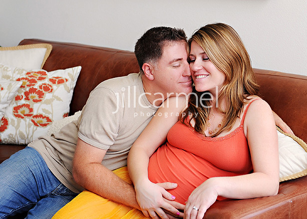 husband and wife together for their maternity session