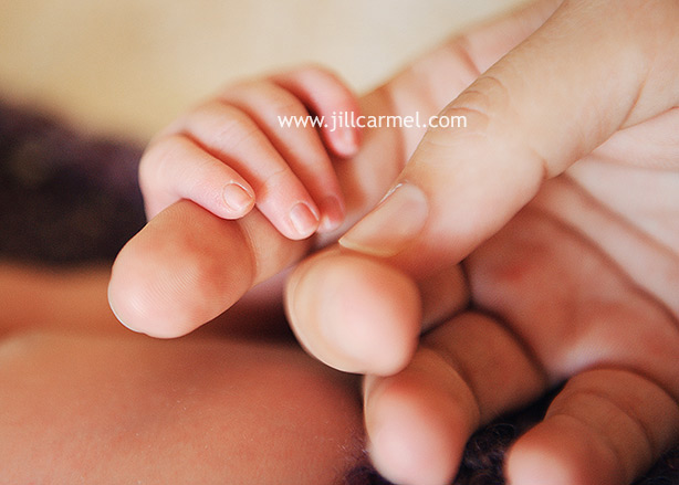 sweet little newborn baby hand