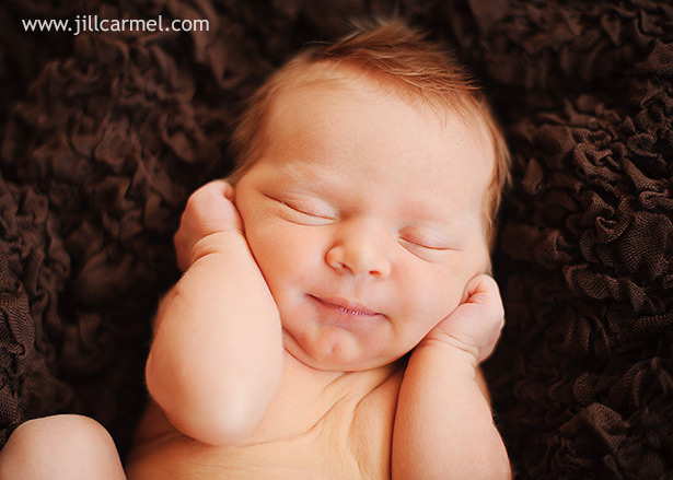 scrunchy face for this little los angeles newborn portrait 