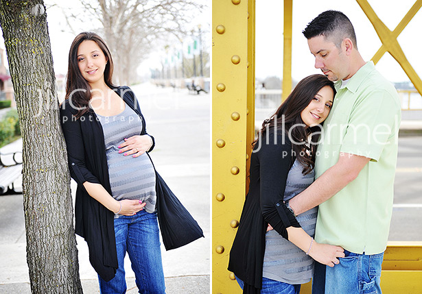 maternity portraits at the tower bridge in downtown sacramento