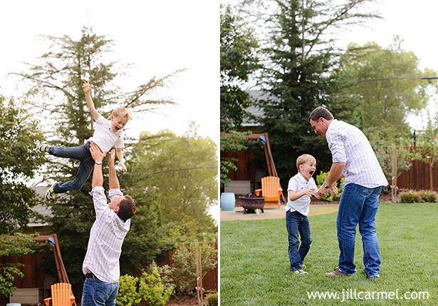 dad throwing son in the air for lifestyle family portraits