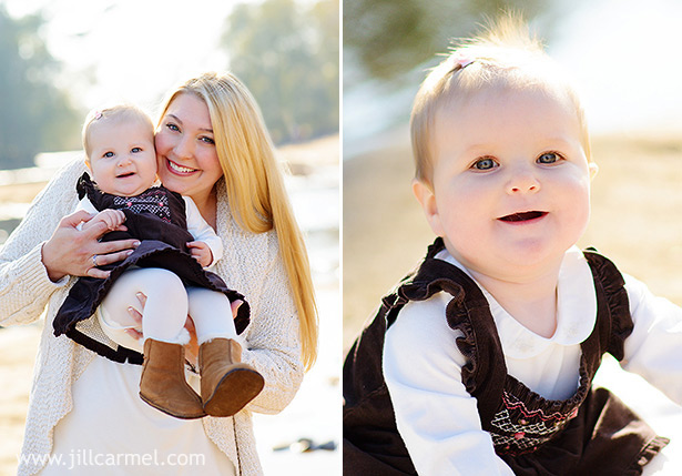 six month old baby portraits on the american river