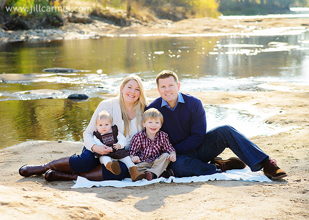 classic family portrait with the sacramento river in the background