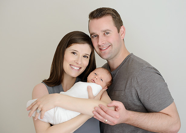 first family portrait at newborn session in sacramento studio