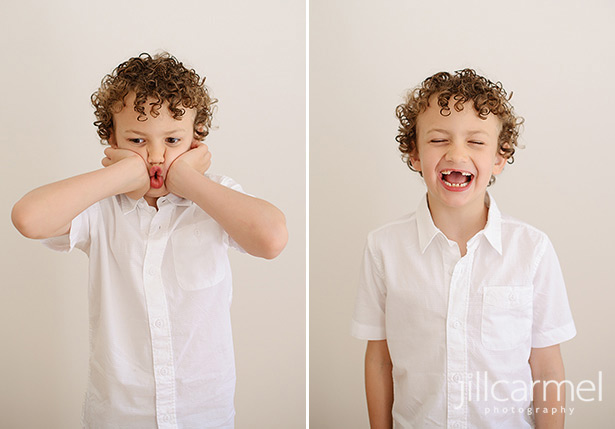 funny faces in the studio with white backdrop