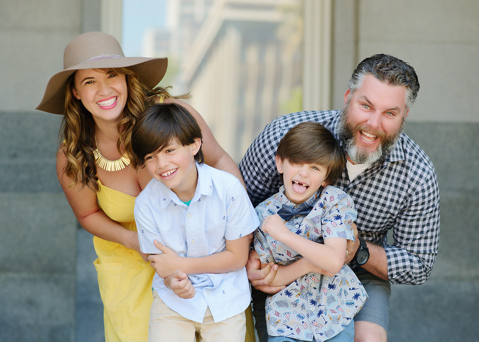 Stylish family photos with laughs and smiles at the sacramento capitol