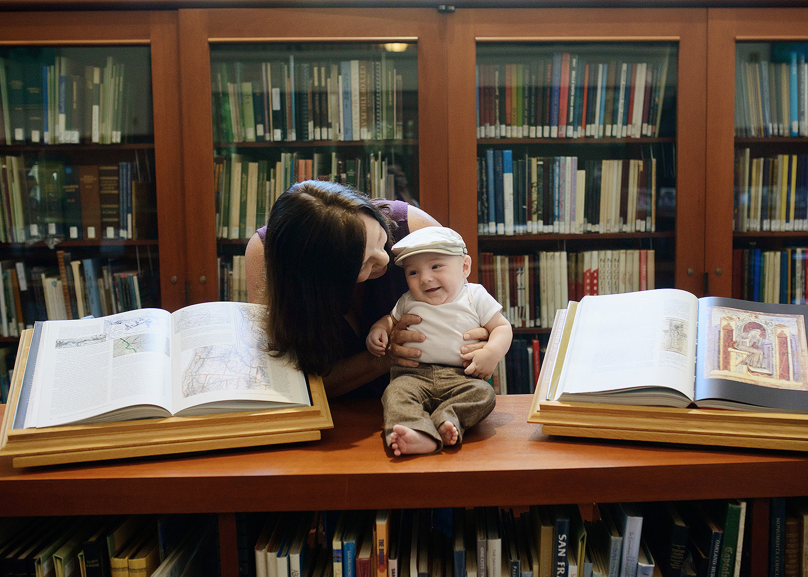 Mother and Son In Between Books at Sacramento Downtown Central Library