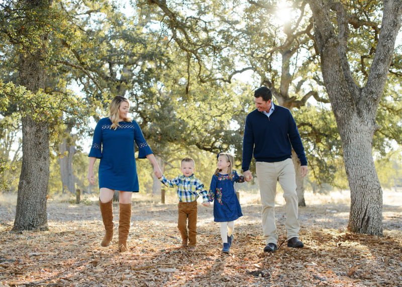 Fall Family Photos with Trees in Background in Fair Oaks Park