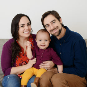 Family Studio Portrait with One Year Old Baby Girl