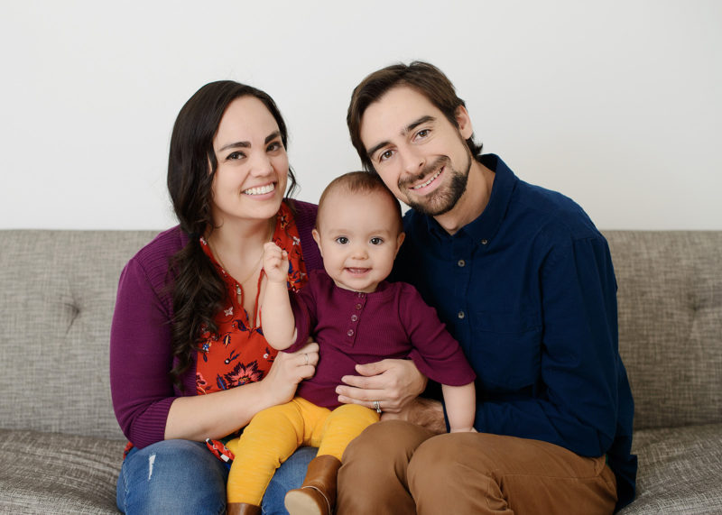Family Studio Portrait with One Year Old Baby Girl