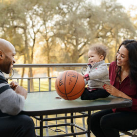 Vince and Sondi Carter with Baby Boy and a Basketball