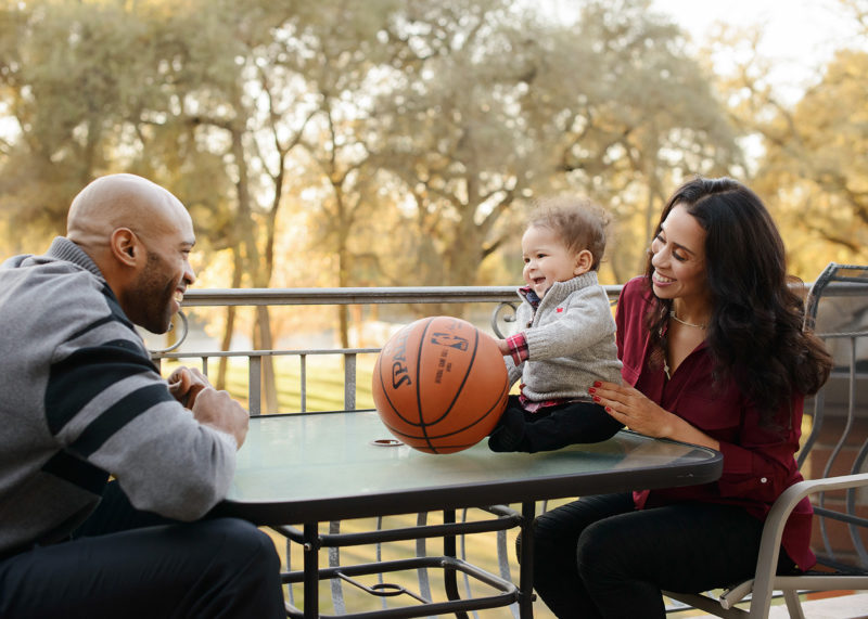 Vince and Sondi Carter with Baby Boy and a Basketball