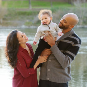 Vince and Sondi Carter with Baby Boy by Lake
