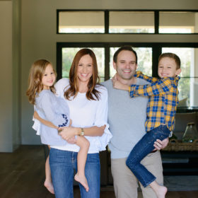 Family photo inside living room home in Sacramento