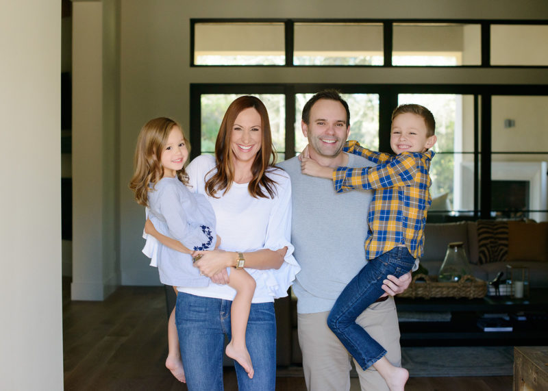 Family photo inside living room home in Sacramento