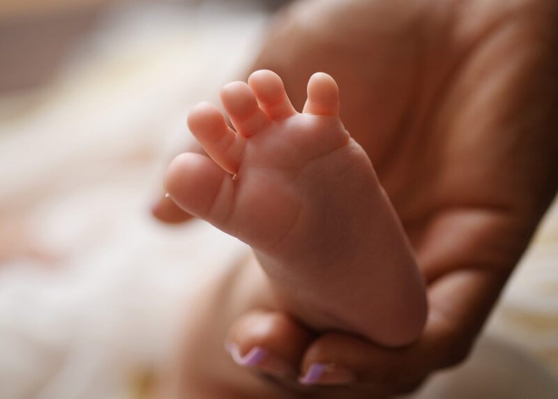Close up of newborn feet and toes in Sacramento studio
