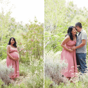 maternity photo shoot with couple in northern california in native plants and flowers