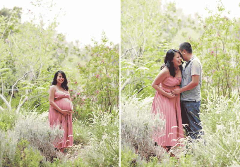 maternity photo shoot with couple in northern california in native plants and flowers