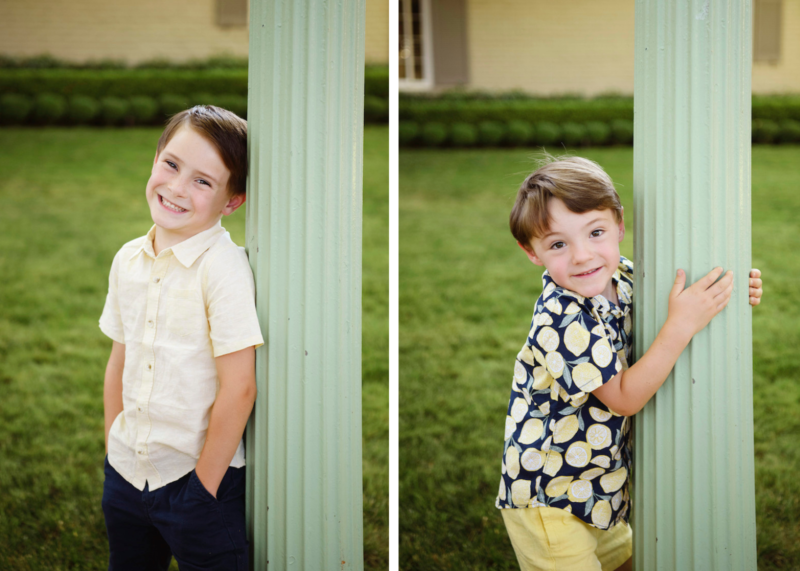 boys smiling in east sacramento photo shoot