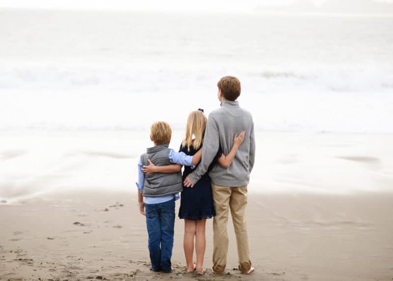 siblings on the beach in san francisco facing the ocean family photos 
