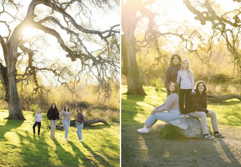 sibling photos in the oak trees natural light rocklin california