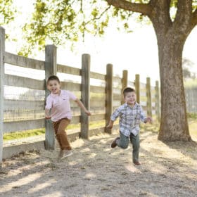 young brothers playing by the farm fence gibson ranch sacramento california