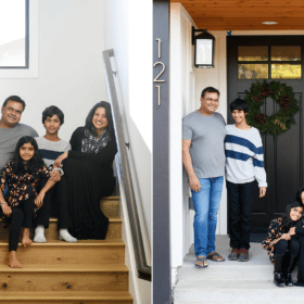 family of four at home photo session sacramento california