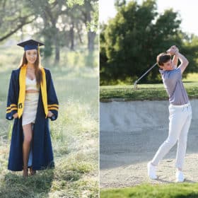 cap and gown and a golf club are great items to bring to your session