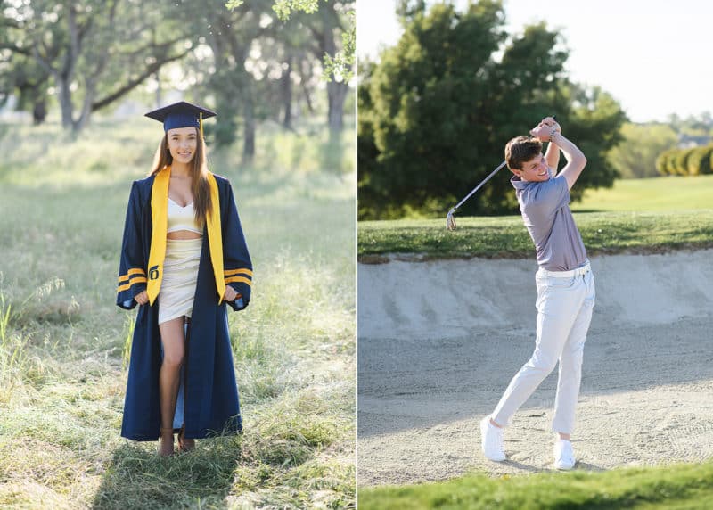bring your cap and gown and gold club to your senior portrait session