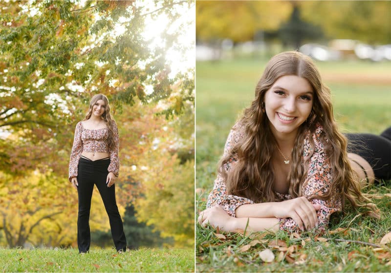 earth tones in natural scenery work well for senior portrait outfit ideas