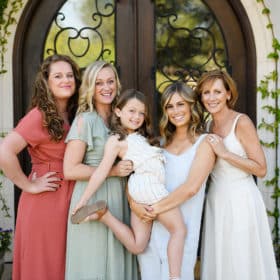family of four women with young girl in spring photo shoot sacramento california