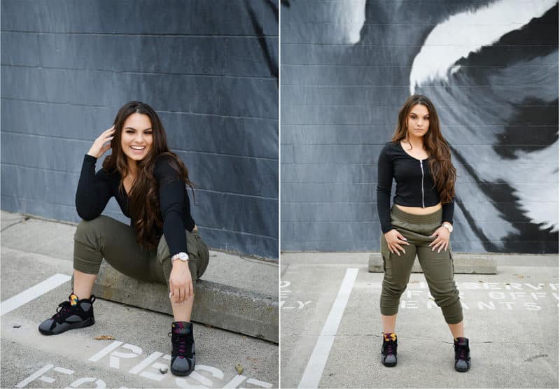 do your senior portraits with an urban look in downtown sacramento in front of a mural