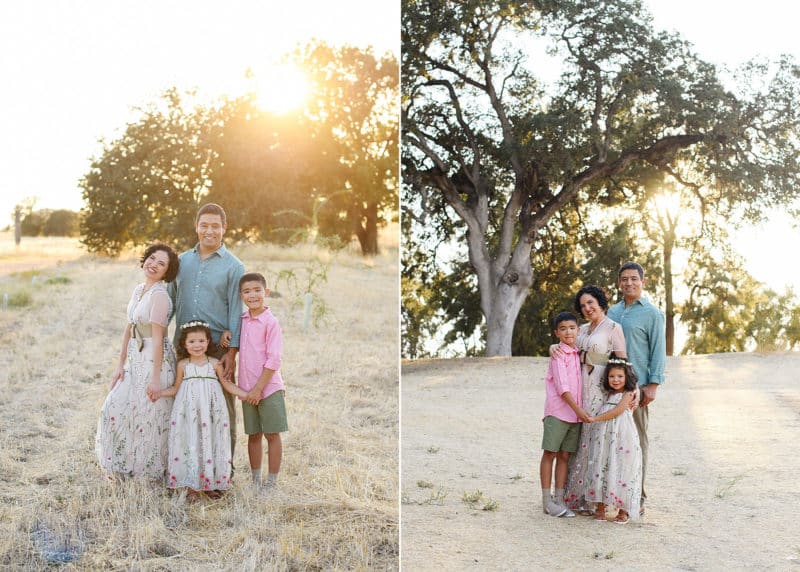 taking family photos in the sunset in sacramento california