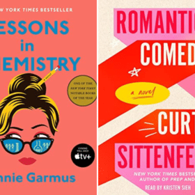 image of two book covers: Lessons in Chemistry and Romantic Comedy