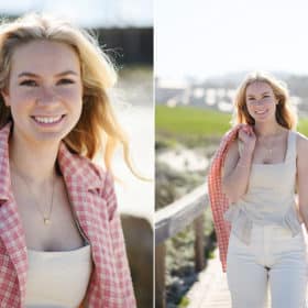 taking senior portraits on the beach in the natural light during spring