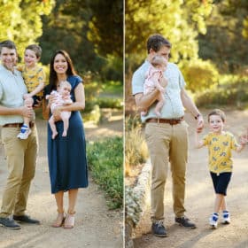family of four standing on a path in sacramento with a newborn baby