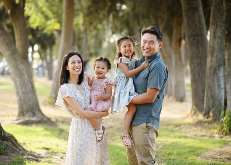 sacramento photographer taking family photos in gibson ranch california with a family of four