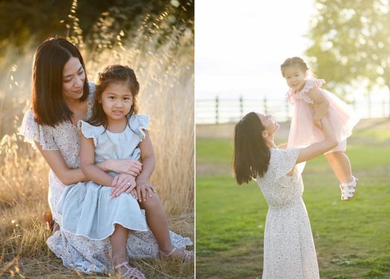 mom with young daughters during family photos in sacramento california with photographer jill carmel