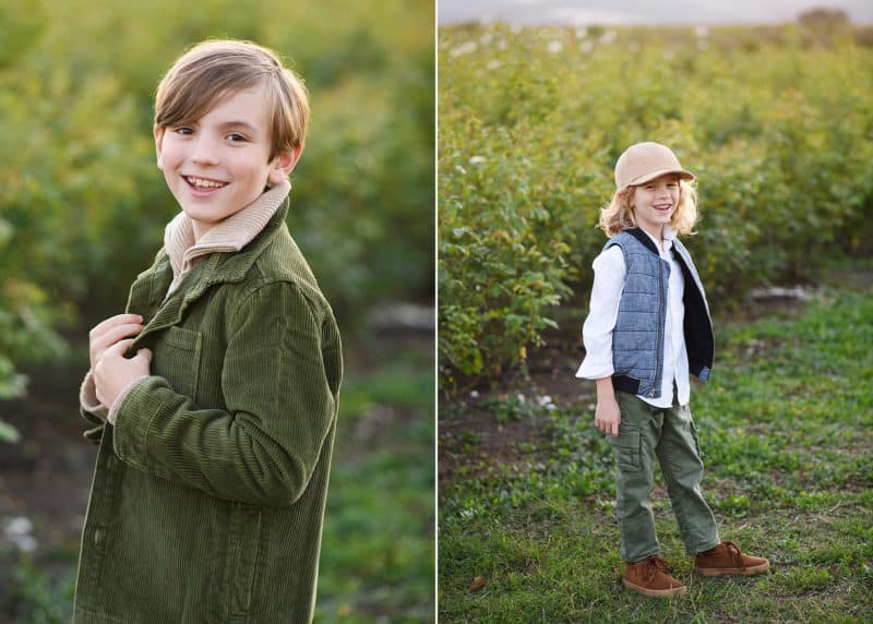 young brothers posing in the middle of family flower field in yuba city california with photographer jill carmel