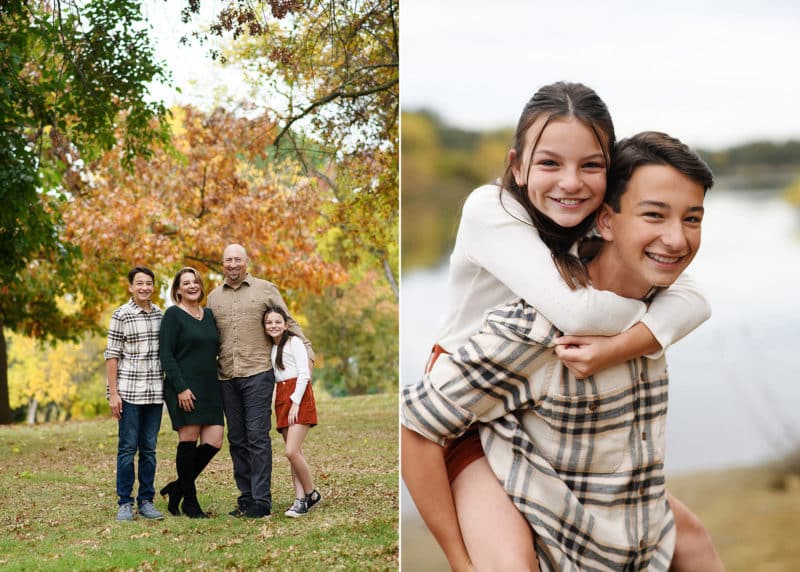 sacramento photographer taking pictures of young family during fall pictures in sacramento california