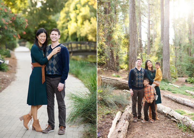 davis photographer taking family pictures with a family of four in the middle of redwood forest