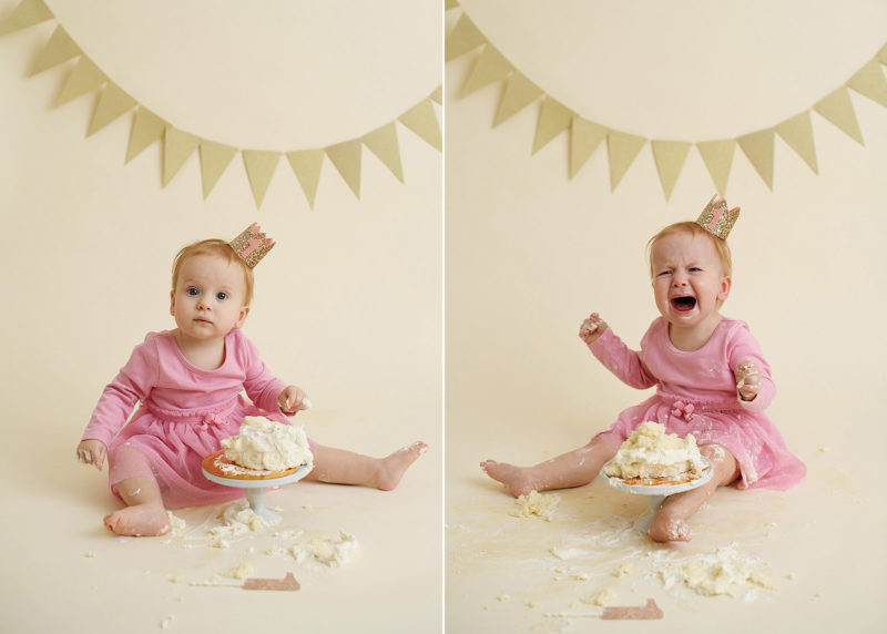 one year old girl cake smash photo with sacramento photographer jill carmel